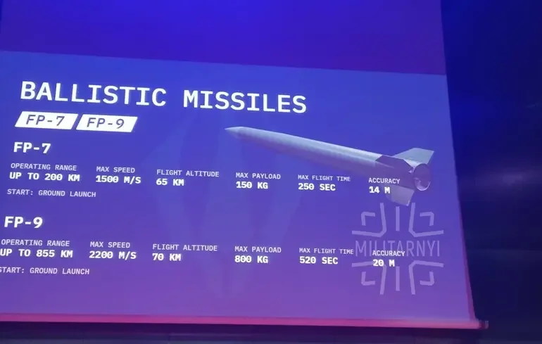 Ballisztikus rakéták FP-7 és FP-9 specifikációi